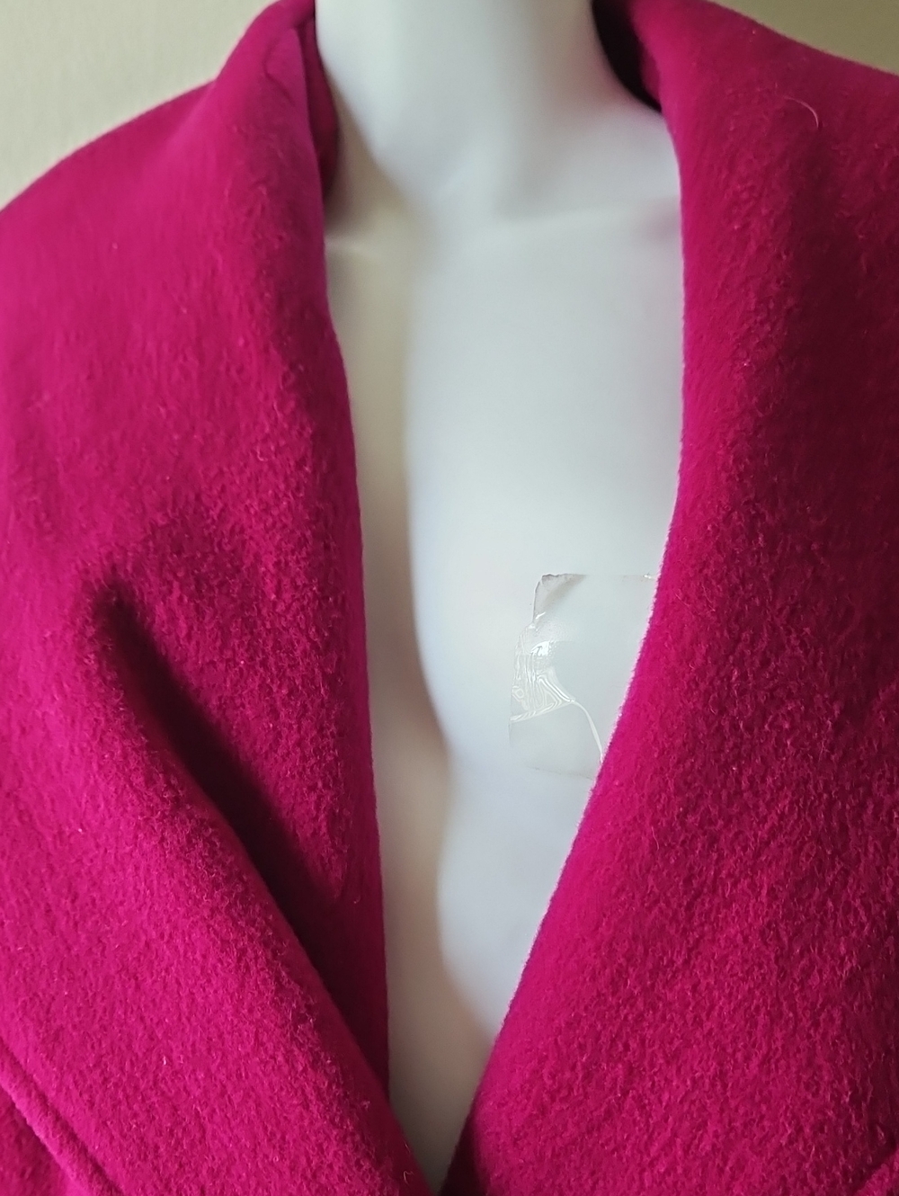 Lorovi Fuchsia Long Wool Coat with Oversized Collar Petite - Picture 4 of 8